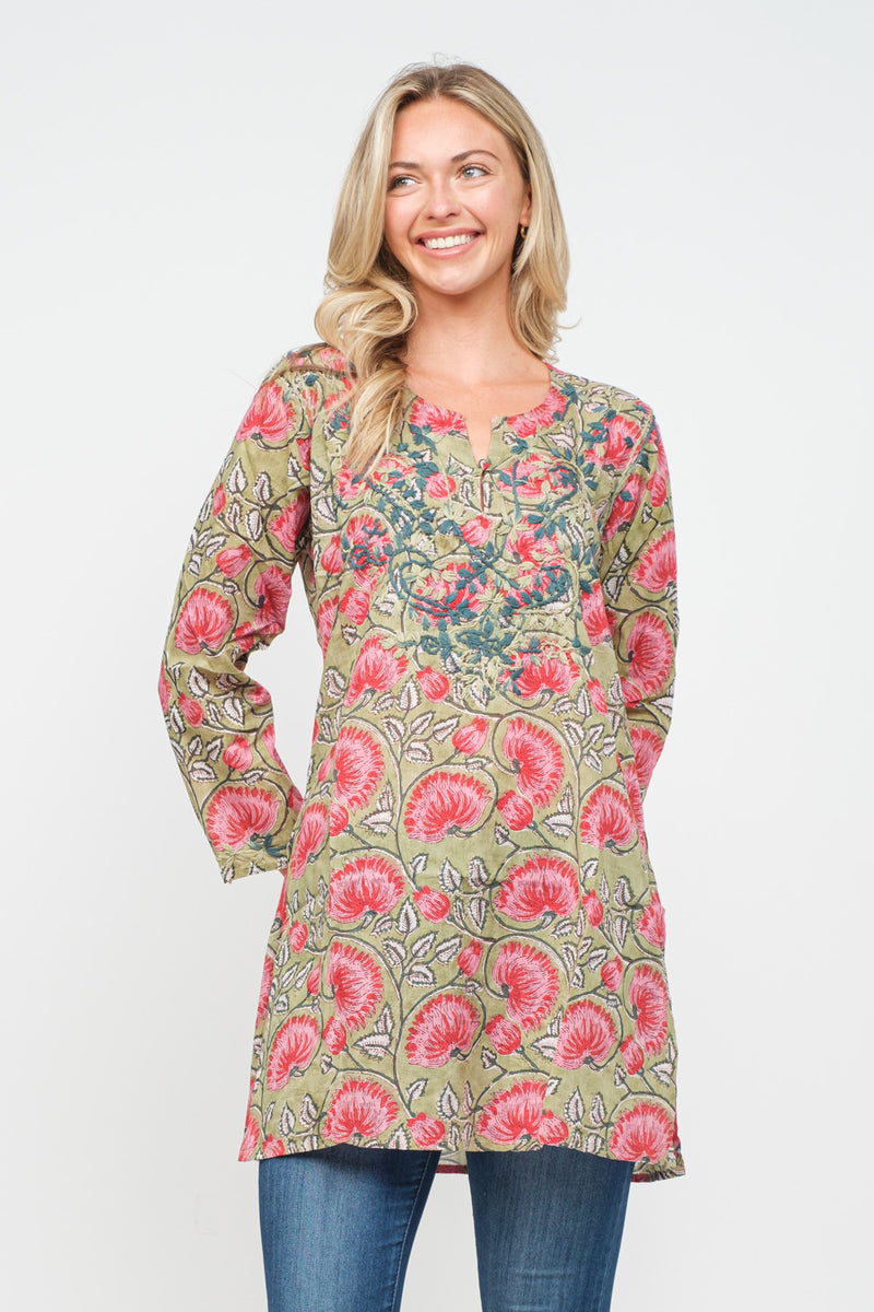 RAJ ERICA PRINTED EMBROIDERED TUNIC Raj Imports