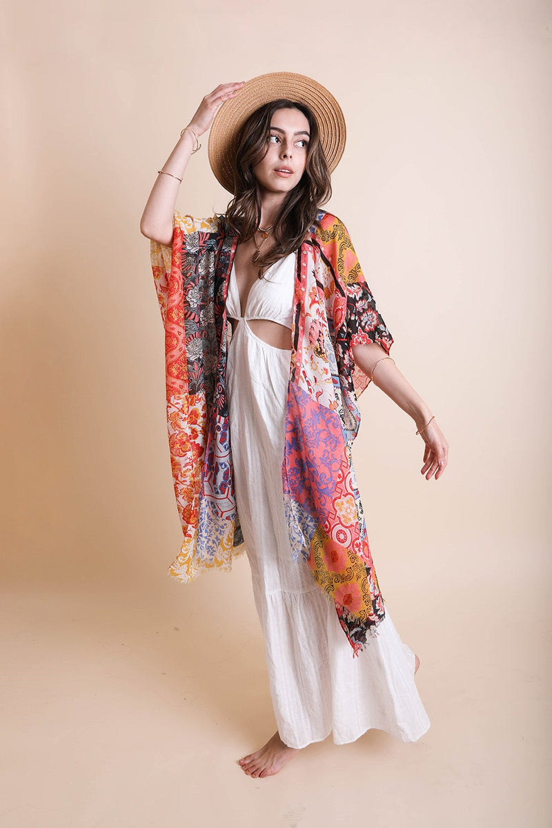 ADELAIDE PATCHWORK PRINTED LIGHTWEIGHT KIMONO– Raj Imports