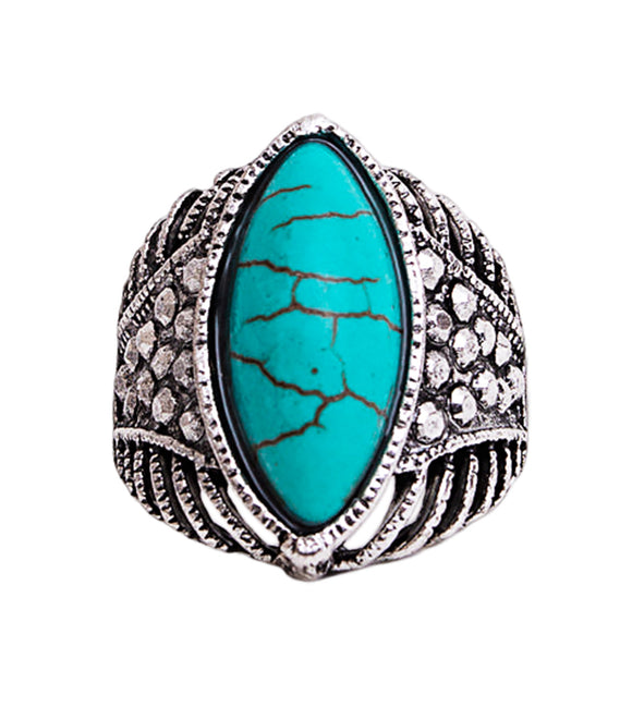 The Classic Marquise Turquoise Ring. 75% Zinc Alloy 25% Stone Ring