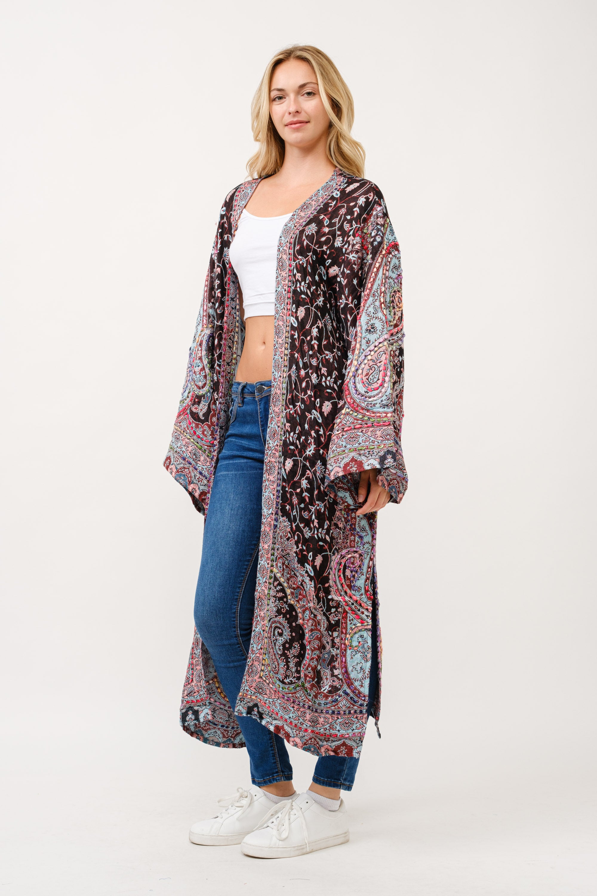 RAJ SASKIA THICK STITCH EMBROIDERED DUSTER | Raj Imports