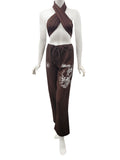 RAJ YOGA PANTS DRAGON PRINT - COFFEE