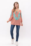 Norah Embroidered Tassel Top - Rajimports - Women's Clothing