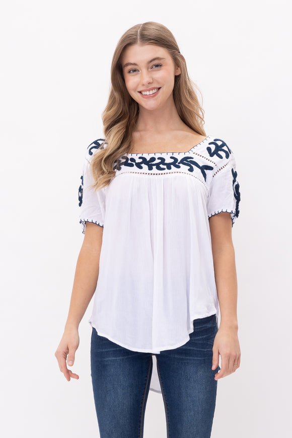 SANDY EMBROIDERED TOP - Rajimports - Women's Clothing