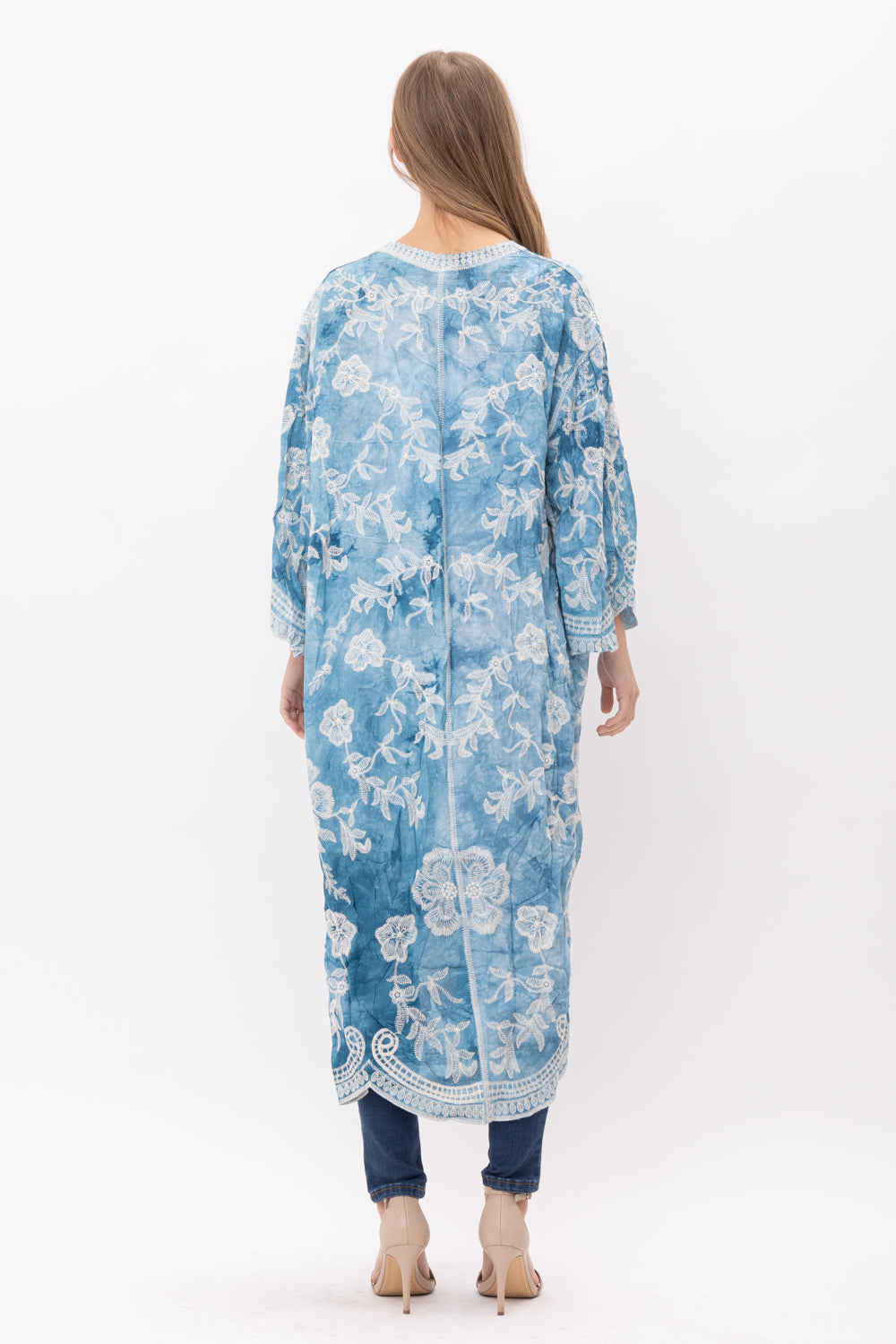 Raj Imports Emery Tie Dye Embroidered Duster Kimono