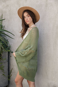 Knit Netted Cardigan Ponchos Bronze