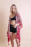 Moroccan Inspired Tapestry Kimono One Size / Red