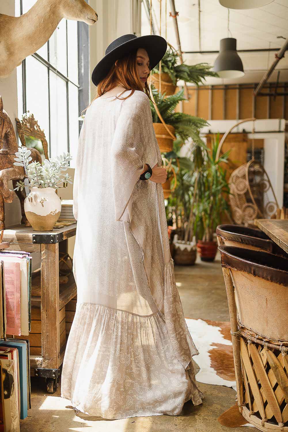 Paisley Free Flow Kimono - 5 Colors One Size / Chambray Paisley Free Flow Kimono - 5 Colors One Size / Chambray