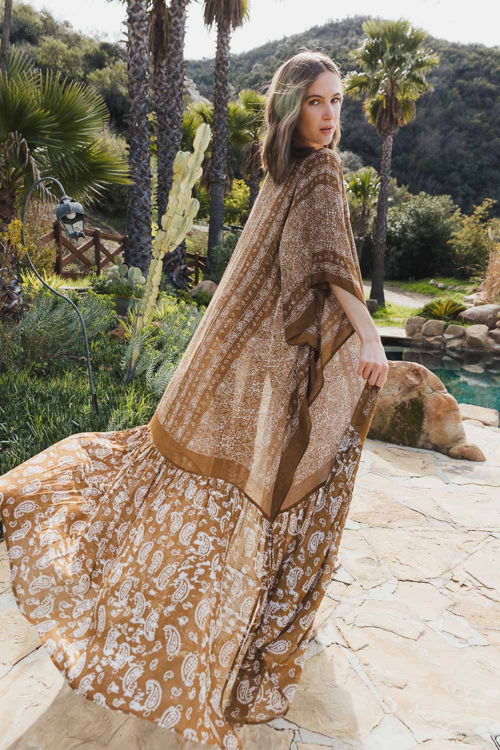 green emerald velvet dress Silky Soft Boho Chic Kimono for Women | Long Lightweight Dressing Gown | Breathable Flowy Loungewear | Beach Cover Up main image 1